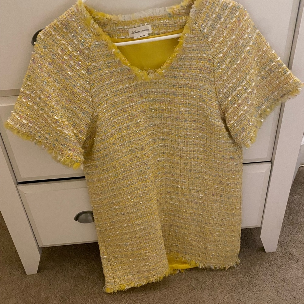 Lovers + Friends yellow tweed dress
